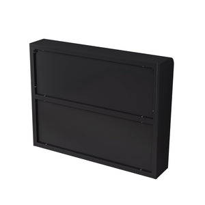English Elm 3 Door Arched Wall Mounted Glass Cabinet with Wide Top Narrow Bottom Design for Stylish Storage and Display Black W757P221501