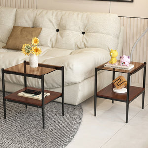 English Elm Coffee Table And End Tables Set Of 3 – Modern Brown Glass & Mdf Design For Chic Living Room Style W241S00043