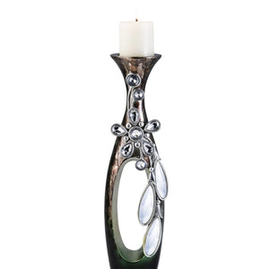 English Elm 16" Polyresin Candleholder with Crystal Glass Accents Formal Decor for Dining Mantels B072116542