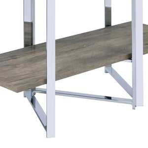 English Elm Natural Natural and Chrome 4-Shelf Bookshelf with Sturdy Chrome Frame, 72"H Modern Storage for Books & Decor B062P209196