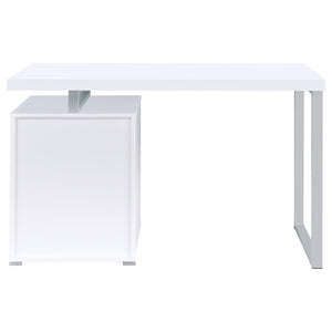 English Elm Modern 47.25-inch Reversible 3-Drawer Office Desk with Silver Metal Frame and File-Ready Storage White 51.75 L x 26 W x 5.66 H B011P362060