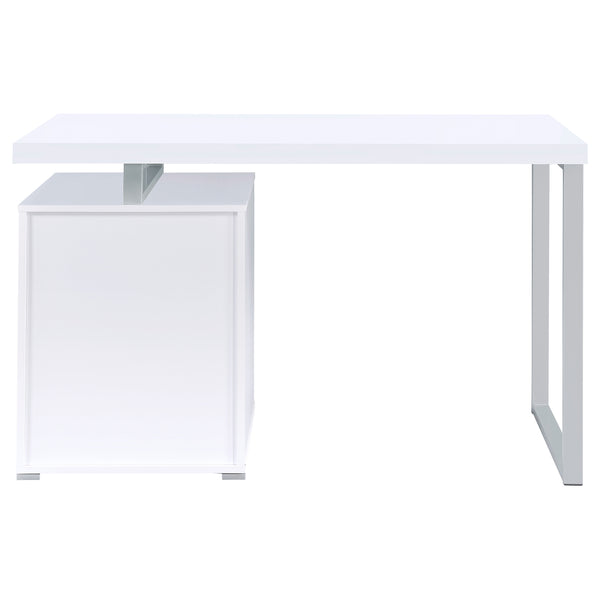 English Elm Modern 47.25-inch Reversible 3-Drawer Office Desk with Silver Metal Frame and File-Ready Storage White 51.75 L x 26 W x 5.66 H B011P362060