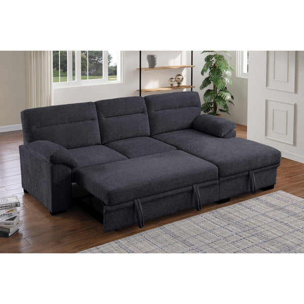 English Elm Chenille Reversible Sectional Sofa with Ottoman — Plush Tufted Chenille, Eucalyptus Frame Comfort Retreat Dark Gray B016S00043