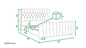 English Elm Jennifer Taylor Home - David Tufted Wingback King Bed with Dark Charcoal Velvet, Nailhead Trim, Solid Hardwood Frame, Luxurious Support B2719P245935