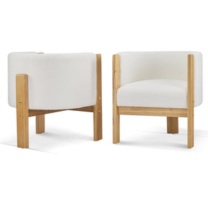 English Elm Christopher Knight Home® - Upholstered Natural Rubber Wood Dining Chairs Set of 2 with White Boucle, Modern Armchairs, 225lbCapacity N779P341538W