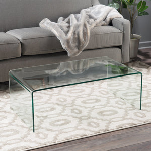 English Elm Christopher Knight Home® - COFFEE 12mm Tempered Bent Glass Table - Clear Minimalist 42.25x24.75x17.5, No Assembly, Elegant Display 57674.00