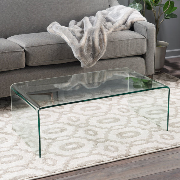 English Elm Christopher Knight Home® - COFFEE 12mm Tempered Bent Glass Table - Clear Minimalist 42.25x24.75x17.5, No Assembly, Elegant Display 57674.00