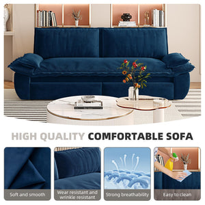 English Elm 73.2" Queen Sleeper Sofa Convertible Corduroy Loveseat for Guest Room or Living Space Blue W1885S00332