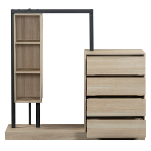 English Elm Wardrobe with 4 Drawers 3 Shelves – Spacious Natural/Wood/White Storage Cabinet, Durable MDF, Easy Assembly, Sleek Design, 55.3" L x 50.4" H N820P196888N