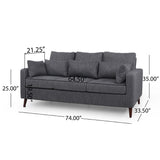 Christopher Knight Home® - Noble House - Roselle Contemporary 3 Seater Fabric Sofa, Charcoal And Espresso