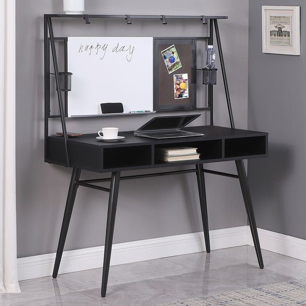 English Elm Darby Mid-Century Metal Writing Desk with Wireless Charger, USB Ports & Power Outlets in Black Gunmetal B062P351424