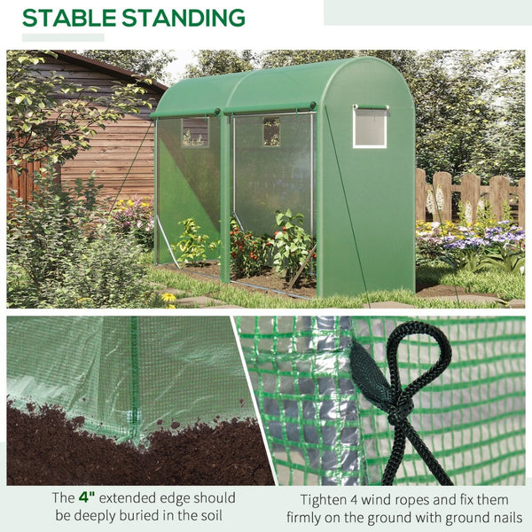 English Elm Greenhouse,walk-in Lean-to Steel Frame Garden Shelter with Mesh Vents and Uv Pe Cover T3971P422248
