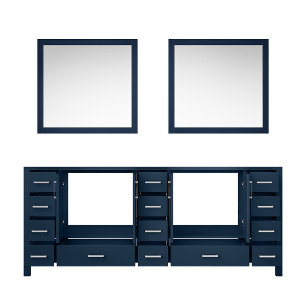English Elm Navy Double Bath Vanity 84" W x 22" D with Two 34" Mirrors, 14 Drawers, Ample Wood Storage, Ready B2731S00566