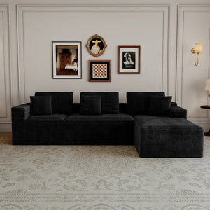 English Elm 118.1*68.9"modular Sectional Cloud Couch Five Piece Corduroy Upholstered Living Room Sofa W3819S00155