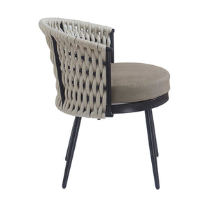 English Elm Christopher Knight Home® - Outdoor Dining Chair with Metal Frame & Handwoven Rope, Weather-Resistant Cushioned Seat for Patio Comfort and Stylish Alfresco Seating Beige,khaki N770P290585C