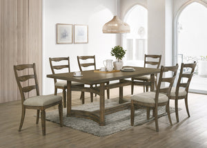 English Elm Parfield 7-Piece Weathered Oak Dining Set with Durable Solid Wood Chairs and Sturdy 88" Table Light Brown,Oak 42 L x 22 W x 14 H B2726S00242