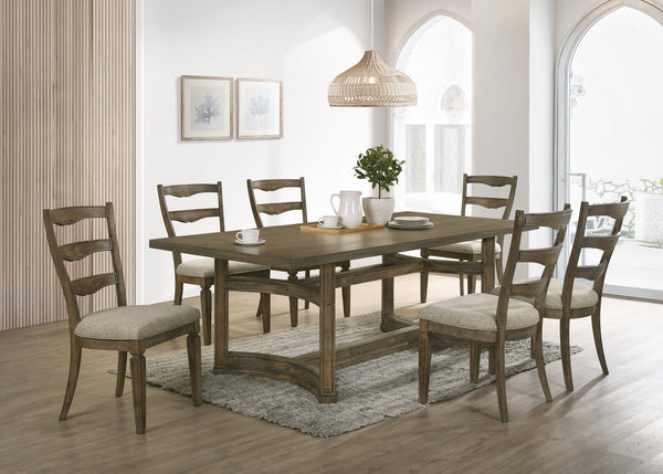English Elm Parfield 7-Piece Weathered Oak Dining Set with Durable Solid Wood Chairs and Sturdy 88" Table Light Brown,Oak 42 L x 22 W x 14 H B2726S00242