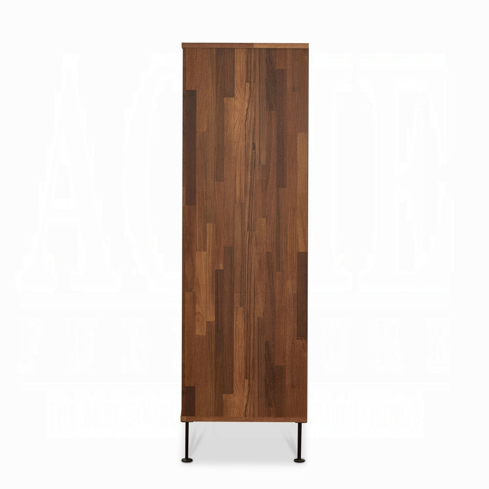 English Elm Walnut 5-Drawer Chest with Sleek Black Metal Legs, Spacious Wood Case-Frame & Smooth Glide Drawers B062P209027