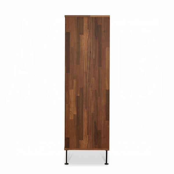 English Elm Walnut 5-Drawer Chest with Sleek Black Metal Legs, Spacious Wood Case-Frame & Smooth Glide Drawers B062P209027