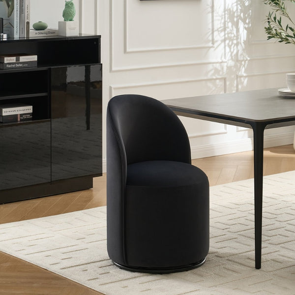 English Elm Set Velvet Swivel Barrel Accent Chair Mid Century Ergonomic Seat for Dining Vanity Dark Grey W3244P308286
