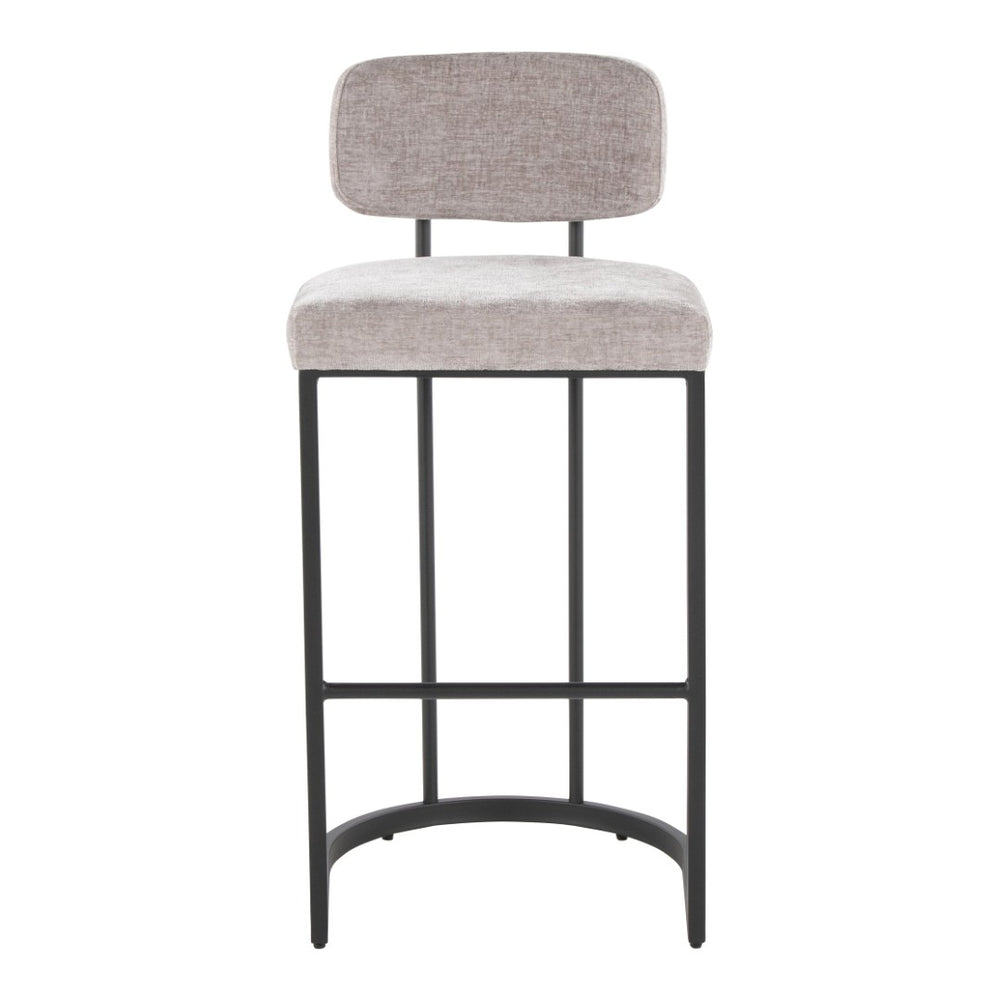 English Elm Fixed-height Barstools Powder Coated Steel Frame Brown Upholstered Seat Set of Two Black+Grey B202P471221