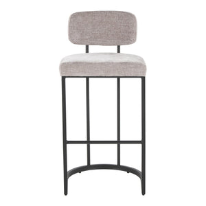 English Elm Fixed-height Barstools Powder Coated Steel Frame Brown Upholstered Seat Set of Two Black+Grey B202P471221