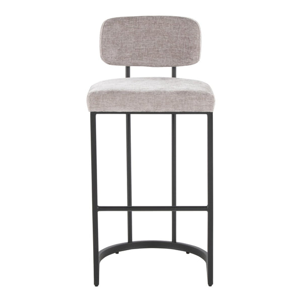 English Elm Fixed-height Barstools Powder Coated Steel Frame Brown Upholstered Seat Set of Two Black+Grey B202P471221