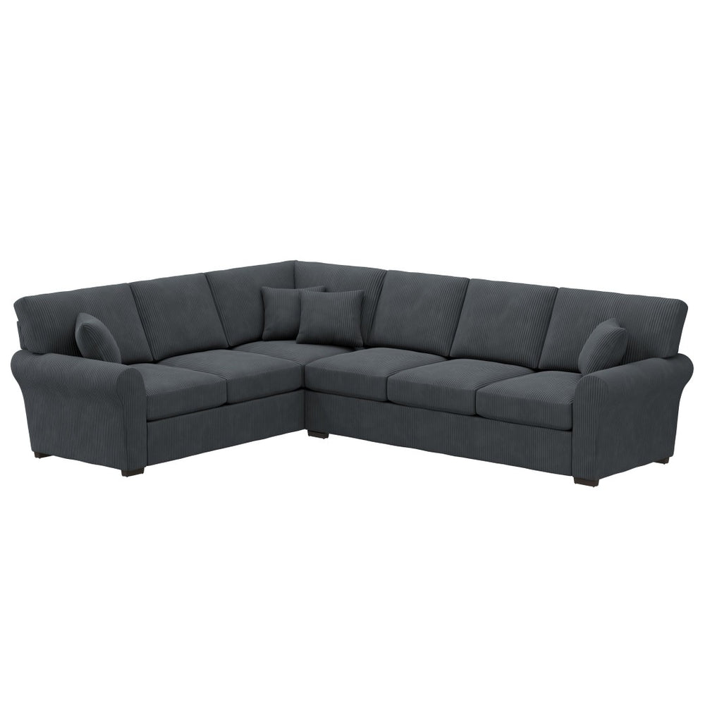 English Elm Marston Corduroy L-shape Sectional Sofa Deep Seating Six Seat Modern Living Room B127S00004