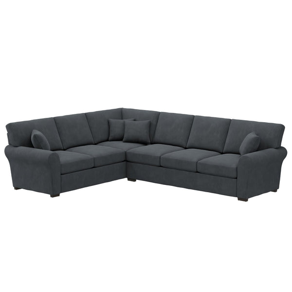 English Elm Marston Corduroy L-shape Sectional Sofa Deep Seating Six Seat Modern Living Room B127S00004