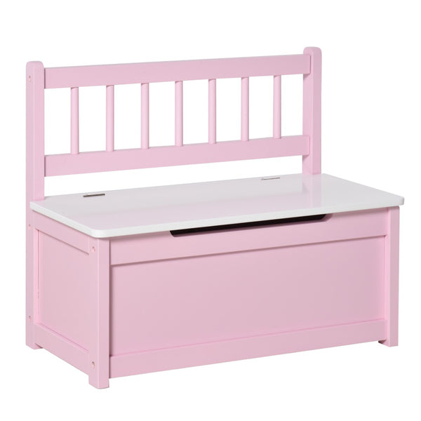 English Elm Qaba Pink Toddler Storage Bench With Large 27L Interior, Safe Lid, And Cozy Seating For Playrooms W2225P249824-GIGA