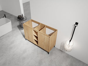 English Elm Soft Close Doors & Open Storage Rack, 48-Inch Freestanding Bathroom Vanity With Plywood Finish W999125009-GIGA