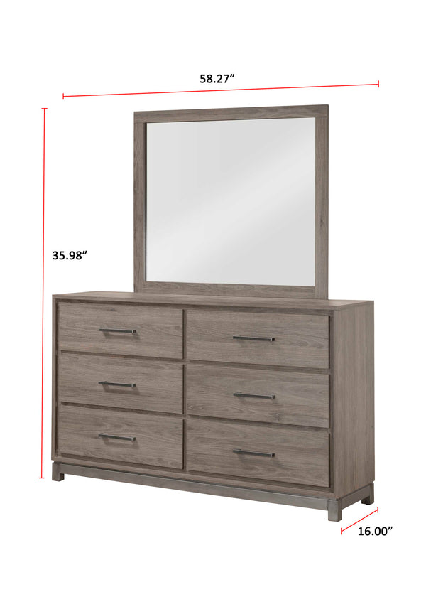 English Elm 1pc Contemporary 4-Drawer Storage Chest with Metal Handles and Luxe Metallic Accents for Bedroom Brown,Gray 61 L x 18.5 W x 38 H B2741P353149
