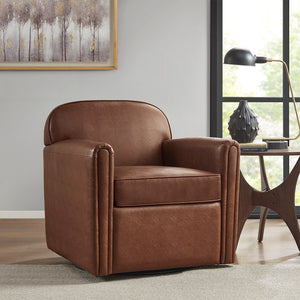 Madison Park Archer Traditional Faux Leather 360 Degree Swivel Arm Chair MP103-1193 Brown