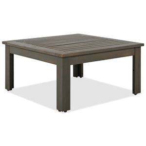 English Elm GO 4 Pieces Outdoor Acacia Wood Sofa Set with Removable Cushions, Woven Armrests & Coffee Table Beige,Grayish Brown N704G201249A