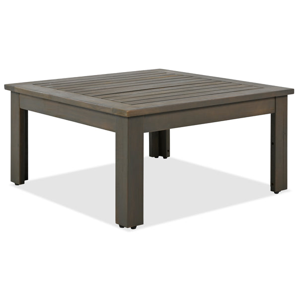 English Elm GO 4 Pieces Outdoor Acacia Wood Sofa Set with Removable Cushions, Woven Armrests & Coffee Table Beige,Grayish Brown N704G201249A