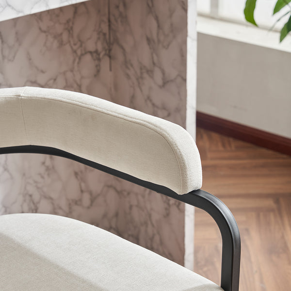 English Elm Modern Chenille Counter Stools Set of 2 — Upholstered Ergonomic Bar Chairs with Metal Frame & Armrests for Kitchen Island White W1901P264276