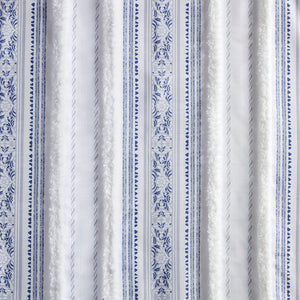 JLA Home Madison Park - Poly Veronica Navy Printed Curtain Panel with Tufted Stripe, Shu Velveteen Trim & Microfiber Lining for Light Filtering, Privacy and Insulation 95 L x 50 W x 0.13H MP40-8463