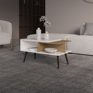 English Elm Vowinckel White & Light Pine Coffee Table with Open Shelves, Engineered Wood, Stylish Storage B092P269944