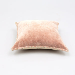 English Elm Stonewashed Cotton Velvet Throw Pillow - Hand-Stitched Edges, Plush Comfort, Vibrant Pink 19"X19" B346P321254-GIGA