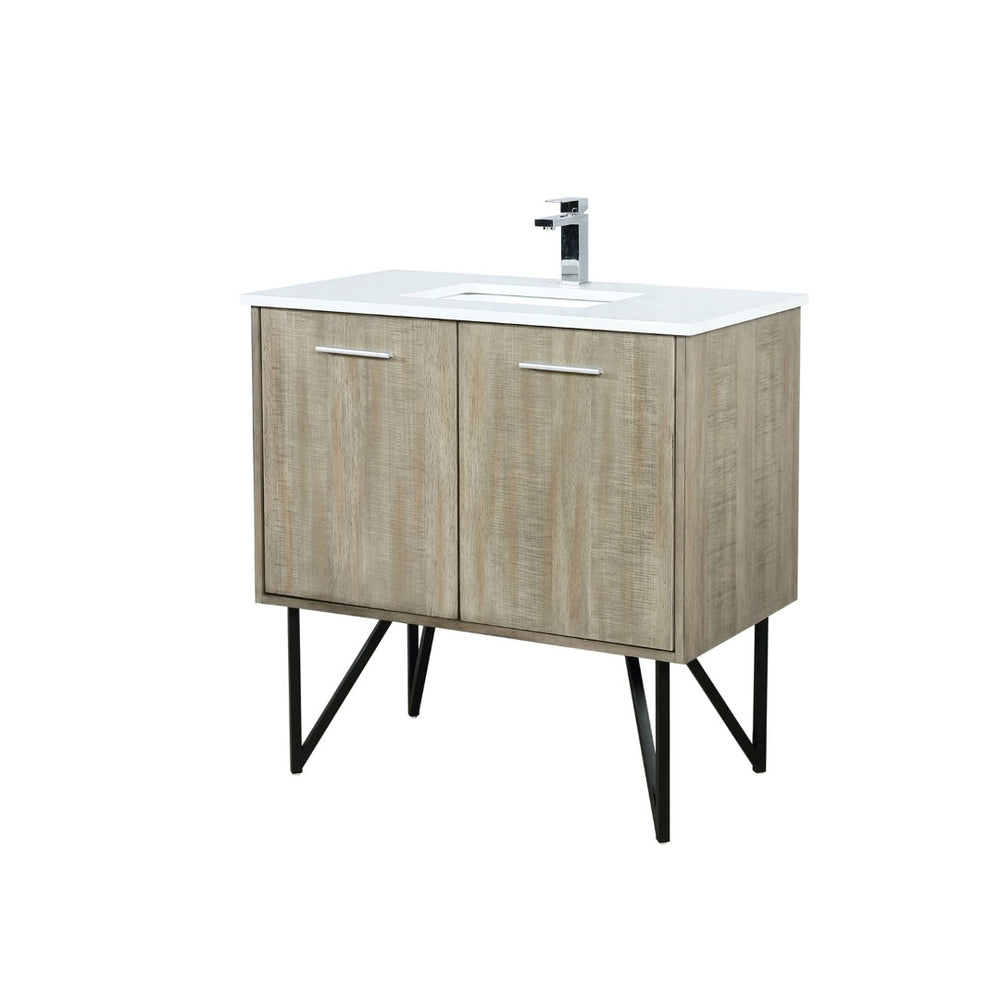 English Elm Rustic Acacia Bath Vanity 36" W X 20" D With Durable Cultured Marble Top & Chrome Faucet Set B2731P259679-GIGA