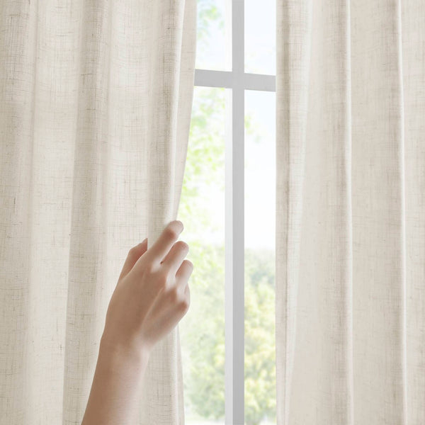 English Elm 2-piece Pinch Pleat Poly Linen Curtain Panels Tailored Formal Drape for Any Room Ivory B035P482983
