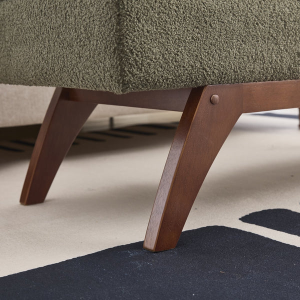 English Elm COOLMORE Teddy fabric storage bench with solid wood feet, hidden compartment for tidy bedroom organization Green W1539P242730