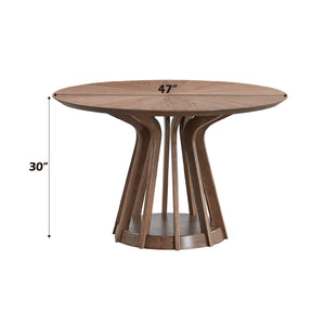English Elm Seda Walnut Finish Round Dining Table with Solid Wood Base, 33mm Top, Durable Veneer, 100lb Capacity B2726S00403