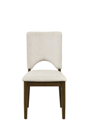 English Elm Modern Upholstered Dining Side Chairs Set of 2 Beige Fabric Contoured Support Seating B011P490004