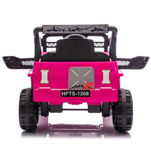 English Elm 12v Kids Electric Ride on Truck with Parental Remote Four Wheel Suspension and Led Lights Pink W1578P187456