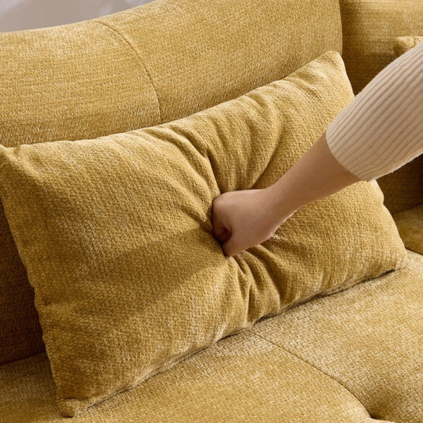 English Elm Modular Cloud Sectional Sofa Bed with Flannelette Upholstery for Flexible Living Yellow W1829S00077