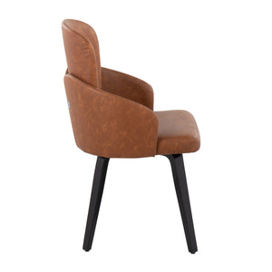 English Elm Dahlia Modern Dining Chair Set Of 2 In Black Bent Wood & Camel Faux Leather With Chrome Accent B202S01206