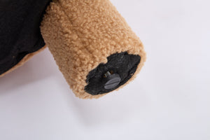 English Elm 063-Teddy Plush Teddy Fabric Armless Accent Chair with 13" Cushion, Wingback Comfort & Solid Wood Legs for Cozy Spaces khaki W527P308805