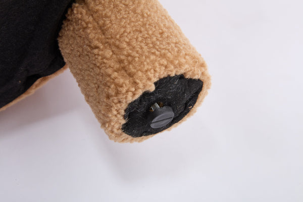 English Elm 063-Teddy Plush Teddy Fabric Armless Accent Chair with 13" Cushion, Wingback Comfort & Solid Wood Legs for Cozy Spaces khaki W527P308805