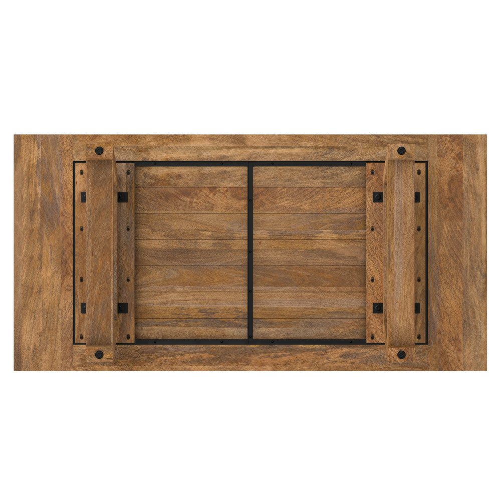 English Elm Whitley Solid Mango 72" Farmhouse Dining Table in Burnt Wax — Trestle Base, Durable Low‑VOC Finish B136P203496